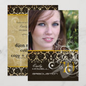 Invitation PixDezines Desiree Damask/Invitations de diplôme 2 (Devant / Derrière)