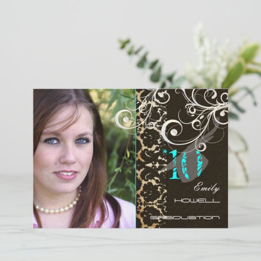 Invitation PixDezines Desiree Damask/Invitations de diplôme 2 (Debout devant)