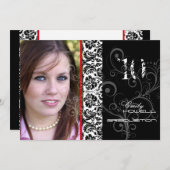 Invitation PixDezines Desiree Damask/Invitations de diplôme 2 (Devant / Derrière)