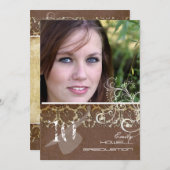 Invitation PixDezines Desiree Damask+Swirls Graduation (Devant / Derrière)