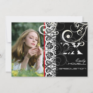 Invitation PixDezines DESIREE DAMASK+SWIRLS, REMISE DE DIPLÔM