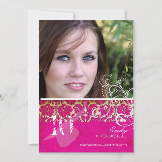 Invitation PixDezines Desiree Damask/Vintage/Swirls (Devant)