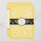 Invitation PixDezines dessiner damask/buttercup jaune (Devant / Derrière)