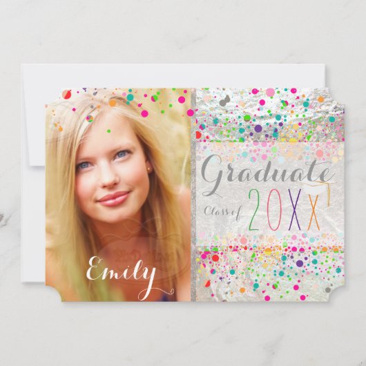 Invitation PixDezines Diplôme Arc-en-ciel éclaté/Confetti (Devant)