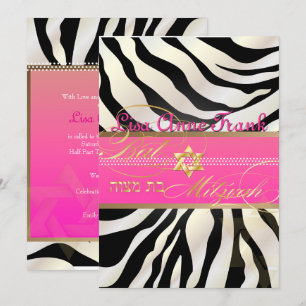 Invitation PixDezines DIY couleur/Zebra, Bat Mitzvah