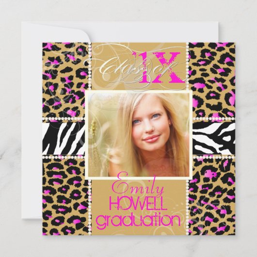 Invitation PixDezines do-it-yourself 2012 Grads, guépard rose (Devant)