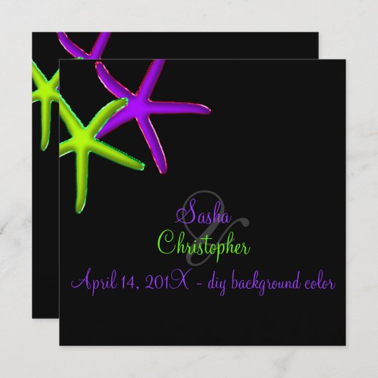 Invitation PixDezines do-it-yourself arrière - plan/Neon Star (Devant / Derrière)