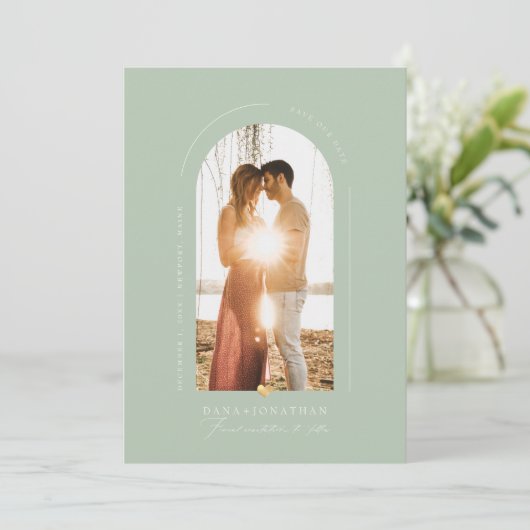 Invitation PixDezines do-it-yourself couleur Celadon Arch Dat (Debout devant)