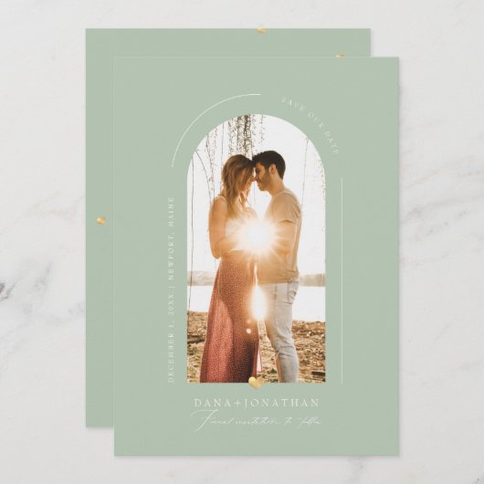 Invitation PixDezines do-it-yourself couleur Celadon Arch Dat (Devant / Derrière)