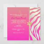 Invitation PixDezines DO-IT-YOURSELF couleur/Zèbre rose, Bat  (Dos)