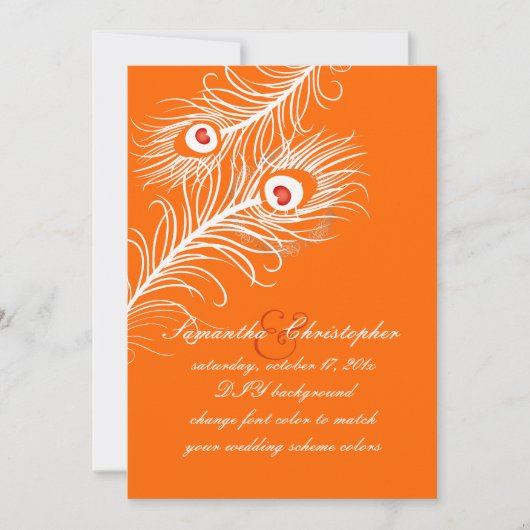 Invitation PixDezines do-it-yourself couleurs, plumes paon su (Devant)