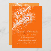 Invitation PixDezines do-it-yourself couleurs, plumes paon su (Devant / Derrière)