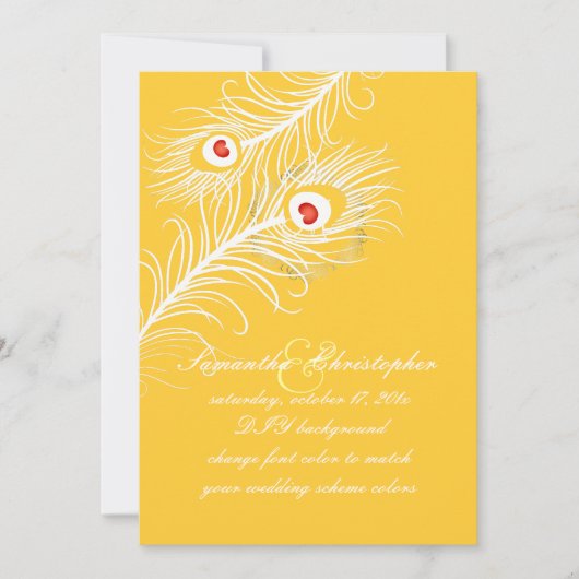 Invitation PixDezines do-it-yourself couleurs, plumes paon su (Devant)