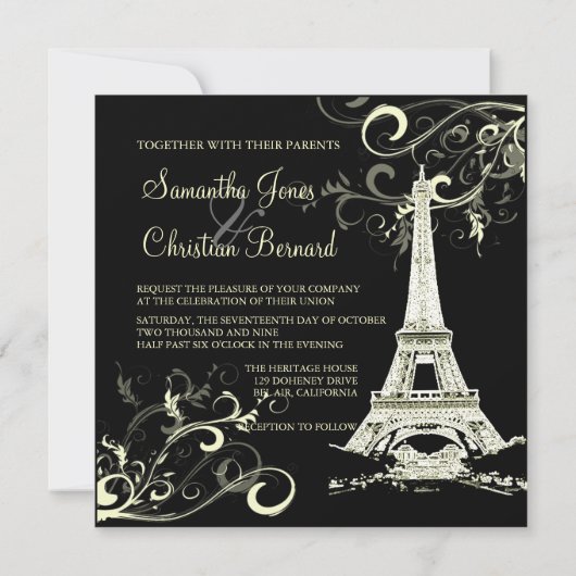 Invitation PixDezines DO-IT-YOURSELF LA TOUR EIFFEL+SWIRLS/LU (Dos)