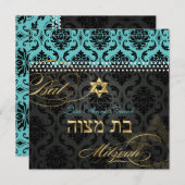 Invitation PixDezines DO-IT-YOURSELF turquoise Vendome Damask (Devant / Derrière)