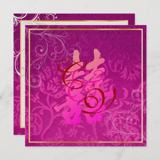 Invitation PixDezines double bonheur, Mariage chinois (Devant / Derrière)