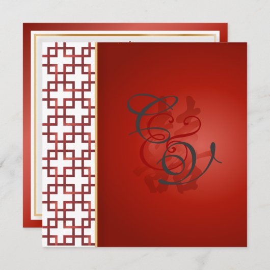 Invitation PixDezines double bonheur, Mariage chinois (Devant / Derrière)