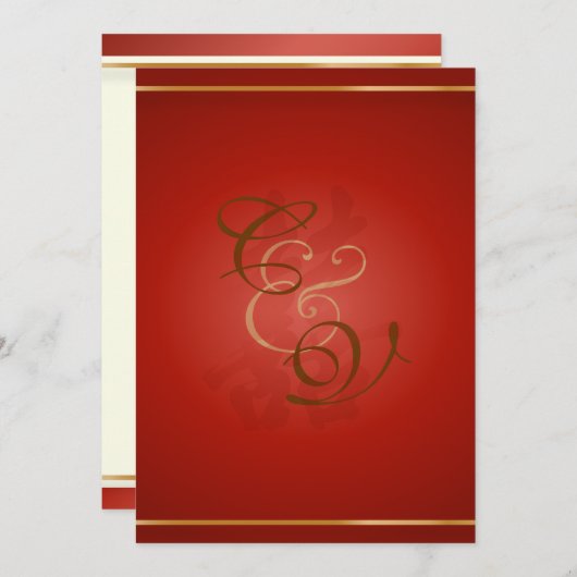 Invitation PixDezines double bonheur, Mariage chinois (Devant / Derrière)