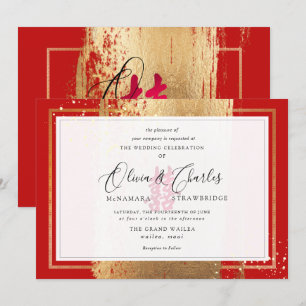 Invitation PixDezines Double Bonheur, Or Faux