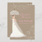 Invitation PixDezines douches/parapluie de dentelle/dossier D (Devant / Derrière)