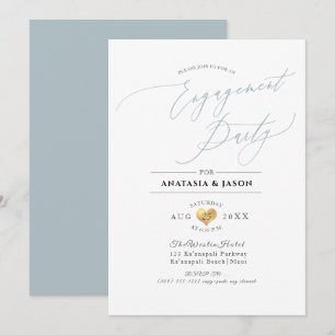 Invitation PixDezines Dusty Blue Calligraphy