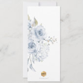Invitation PixDezines Dusty Blue H2 Fleurs Baptême Menu (Dos)