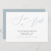 Invitation PixDezines Dusty Blue Modern Script Enregistrer la (Devant / Derrière)