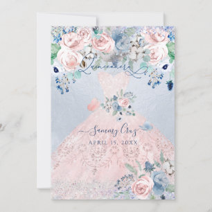 Invitation PixDezines Dusty Pink Blue Peonies Quinceanera Inv