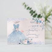 Invitation PixDezines Dusty Pink Blue Peonies RSVP (Debout devant)
