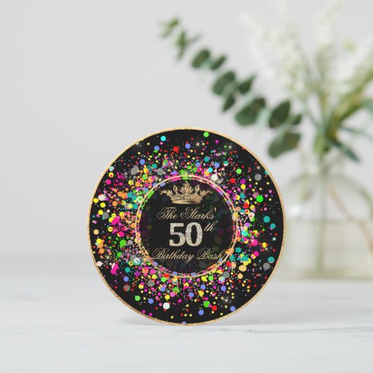 Invitation PixDezines ébloui/Arc-en-ciel 50 Anniversaire Bash (Debout devant)