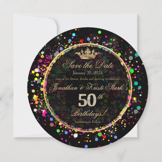 Invitation PixDezines ébloui/Arc-en-ciel 50 Anniversaire Bash (Dos)