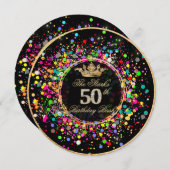 Invitation PixDezines ébloui/Arc-en-ciel 50 Anniversaire Bash (Devant / Derrière)