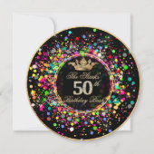 Invitation PixDezines ébloui/Arc-en-ciel 50 Anniversaire Bash (Devant)