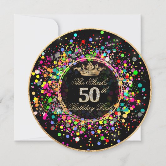 Invitation PixDezines ébloui/Arc-en-ciel 50 Anniversaire Bash (Devant)