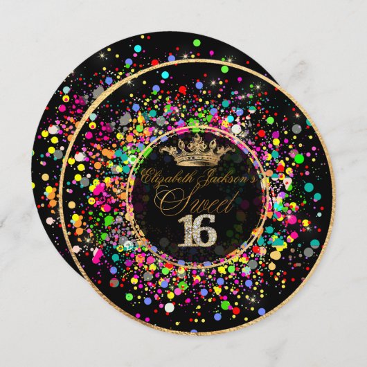 Invitation PixDezines ébloui/Arc-en-ciel/Doux+16 (Devant / Derrière)