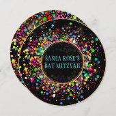 Invitation PixDezines ébloui/Neon Confetti/Bat mitzvah (Devant / Derrière)