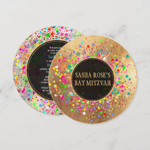 Invitation PixDezines Ébloui/Neon Specks/Bat Mitzvah ✡
