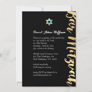 Invitation PixDezines ébloui/or script/bar mitzvah