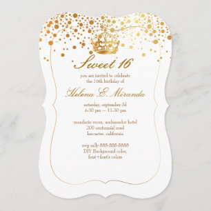 Invitation PixDezines ébloui/reste calme/Sweet 16/faux or
