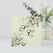 Invitation PixDezines EBONY SWIRLS/IVORY BAROQUE DAMASK (Debout devant)