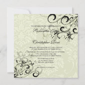 Invitation PixDezines EBONY SWIRLS/IVORY BAROQUE DAMASK (Dos)