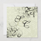 Invitation PixDezines EBONY SWIRLS/IVORY BAROQUE DAMASK (Devant)