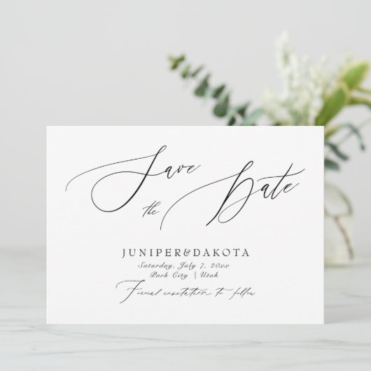 Invitation PixDezines Elegant Luxe Calligraphie Enregistrer l (Debout devant)
