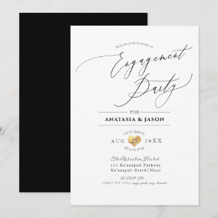 Invitation PixDezines Élégant Luxe Calligraphie Fiançailles