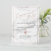 Invitation PixDezines Élégant Script, Marble+Faux Rose Gold (Debout devant)