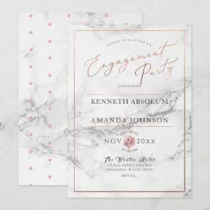 Invitation PixDezines Élégant Script, Marble+Faux Rose Gold