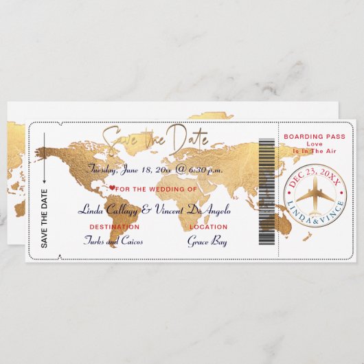 Invitation PixDezines Embarquement Pass Enregistrer la date, (Devant / Derrière)