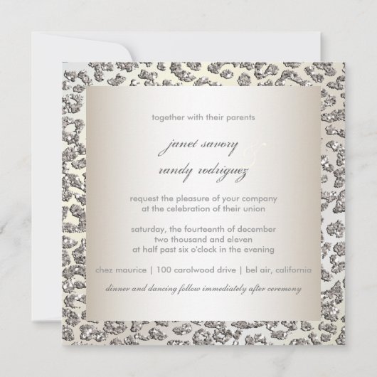 Invitation PixDezines empreintes de léopard/faux parties scin (Dos)