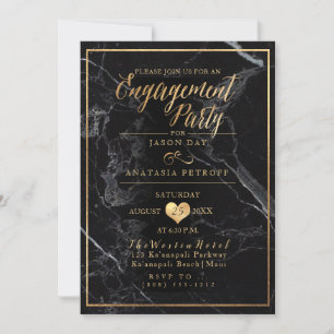 Invitation PixDezines Engagement Party Marbre/Faux Gold