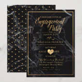 Invitation PixDezines Engagement Party Marbre/Faux Gold (Devant / Derrière)